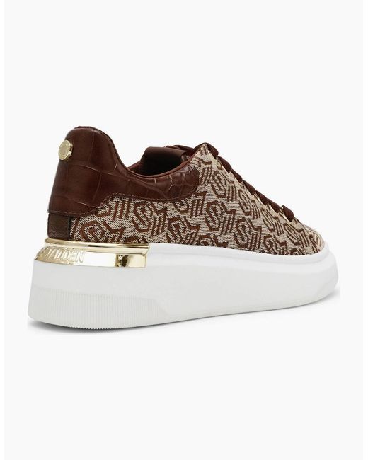 Steve Madden Brown Glider 2 All-Over Logo Lace-Up Sneakers