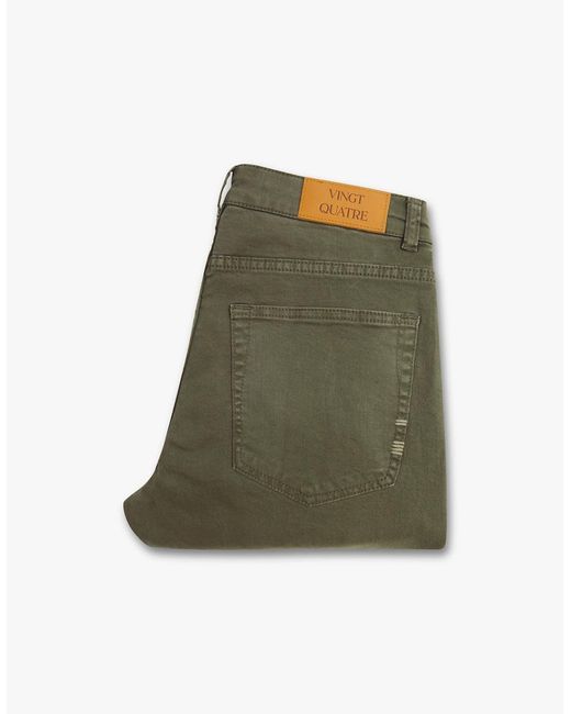 Vingt Quatre Denim Green Vingt Quatre Taper Fit Garment Dye Jeans for men