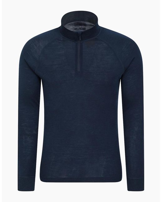 Mountain Warehouse Blue Merino Ii Base Layer Top for men