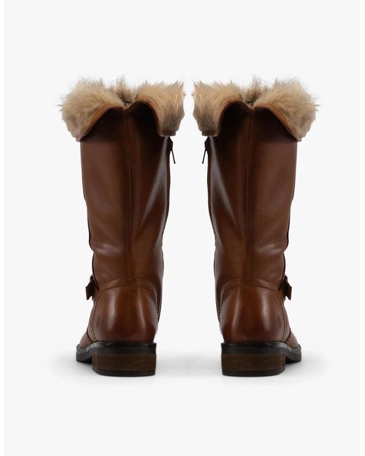 Hush Puppies Brown Bonnie Leather Mid Height Boots Tan
