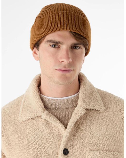 Oliver Sweeney Brown Wool/Cashmere Ribbed Beanie for men