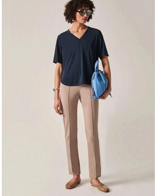 James Lakeland Blue Jersey V-Neck Top