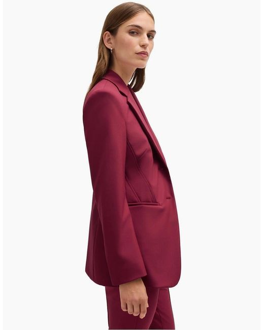 Boss Solid Patterned Lapel Collared Blazer