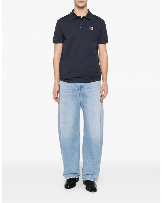 Balmain Blue Embroidered Ps Piquet Polo for men