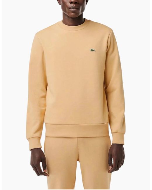 Lacoste Natural Sweatshirt Crew Neck Fleece Brushed Cotton Winter Jumper for men