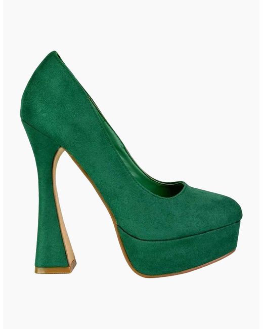 XY London Green Ladies Karlie Curved Flared High Stiletto Heel Court Shoes