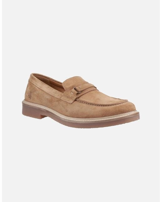 Hush Puppies White Gryffin Leather Tan Loafers for men