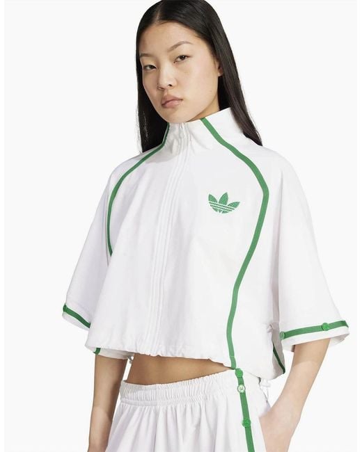 Adidas White Tennis Solid Patterned High Neck Track Jacket