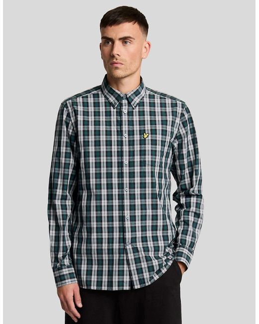 Lyle & Scott Blue And Washed Check Poplin Shirt for men