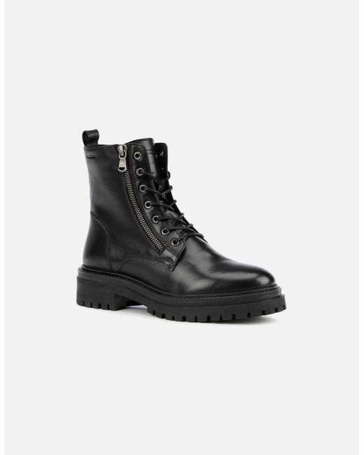 Geox Black Ladies D Iridea F Leather Ankle Boots