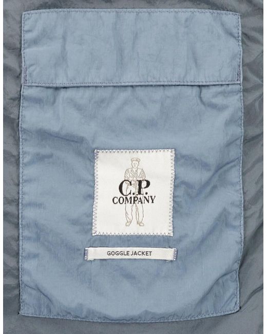C P Company Blue Eco-Chrome R Down Goggle Jacket for men