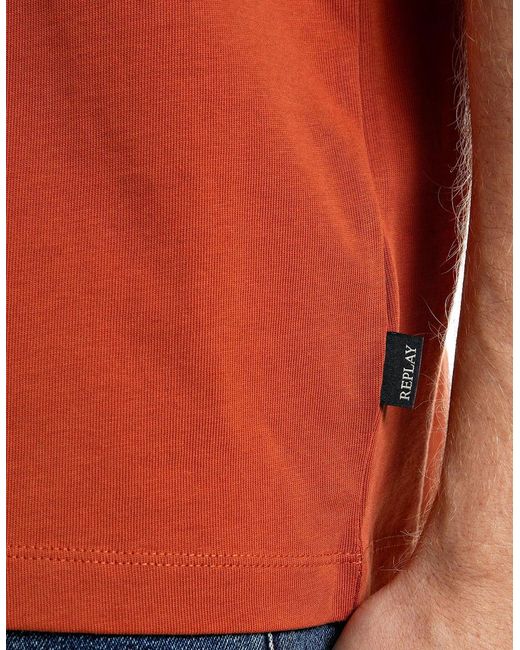 Replay Orange R Logo Crew Neck T-Shirt Rust for men