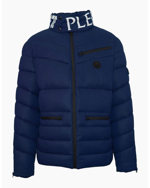 Philipp Plein Blue Plein Sport Padded Bold Logo Jacket for men