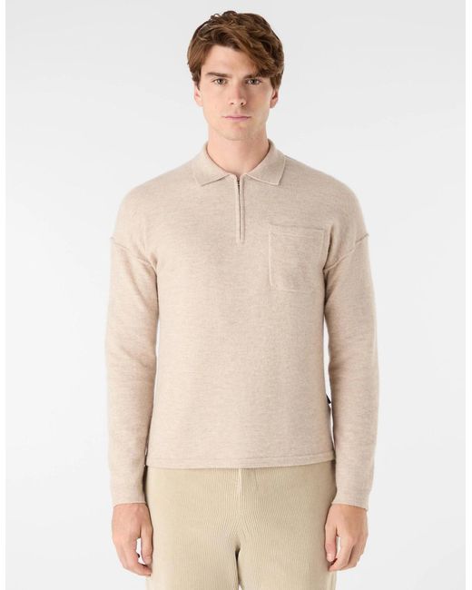 Oliver Sweeney Natural Killala Alpaca Wool Blend Quarter Zip Jumper for men