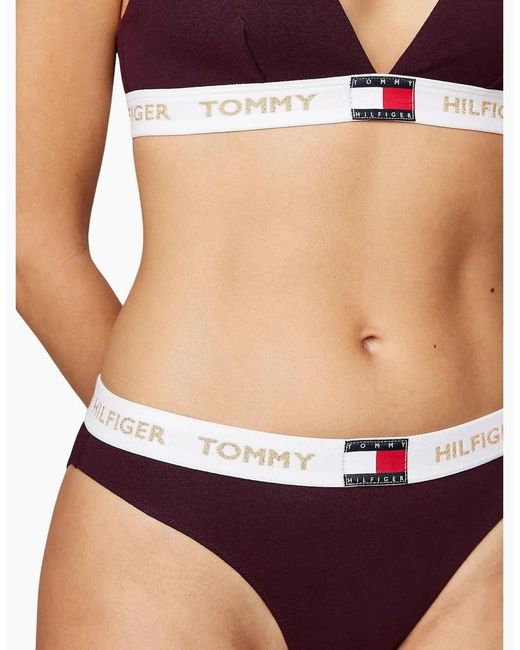Tommy Hilfiger Purple Golden Heritage Bikini Brief, Burgundy