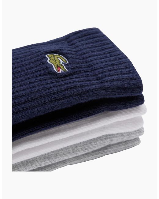 Lacoste White Sport 3 Pack High Cut Socks for men