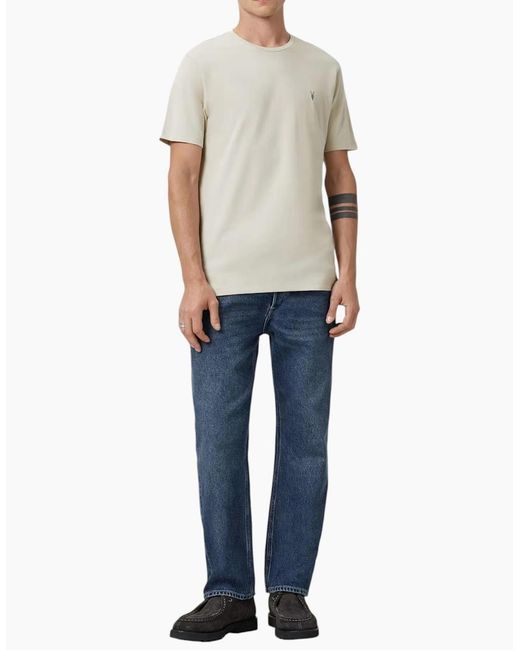 AllSaints Gray T Shirts Lycra Stretch Cotton Crew Neck Short Sleeve Summer Tee for men