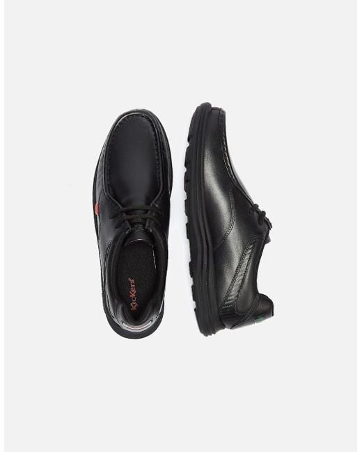 Kickers Black Reasan Lace Leather Shoes for men