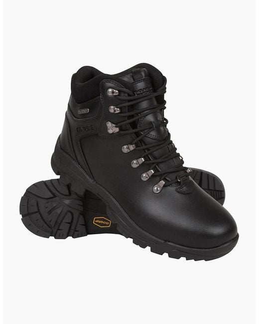 Mountain Warehouse Black Latitude Ii Extreme Leather Waterproof Walking Boots for men