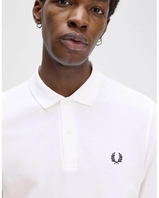 Fred Perry White Long Sleeve Plain Signature Polo Shirt Nos for men