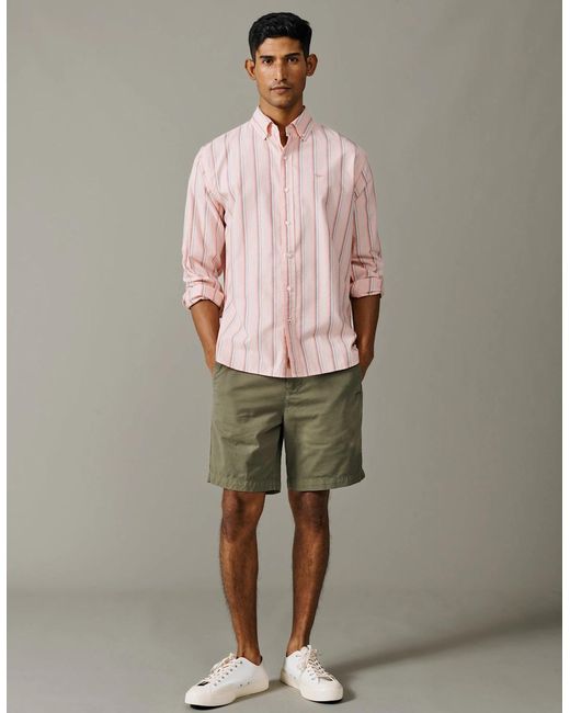 aubi Pink Walesby Lightweight Relaxed Oxford Shirt for men