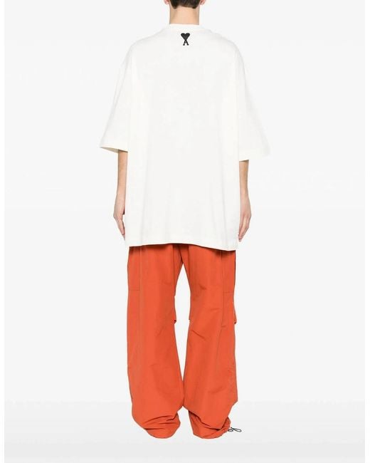 AMI White Oversized Print T-Shirt for men