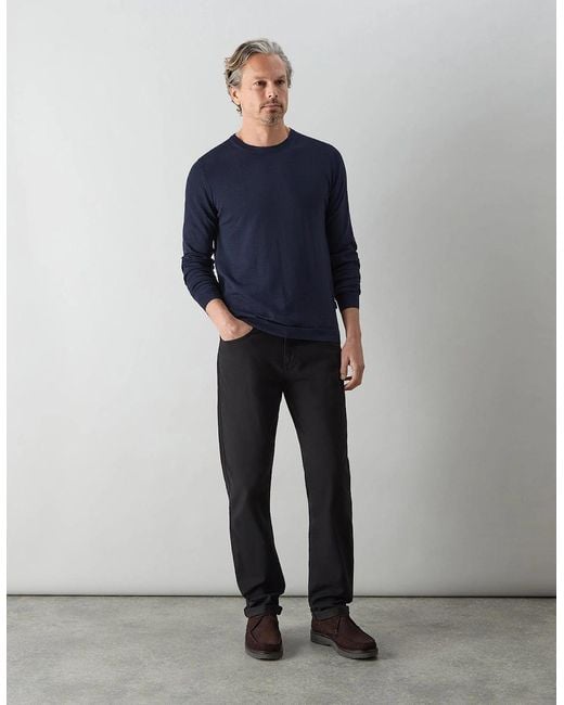 Oliver Sweeney Blue Merino Wool Crew Neck Jumper for men