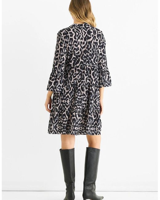 Gini London Black Animal Print Skater Mini Dress