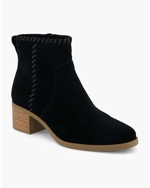 TOMS Black Delilah Heeled Suede Heeled Ankle Boots