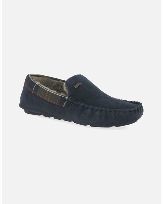 Barbour Black Monty Full Moccasin Slippers for men