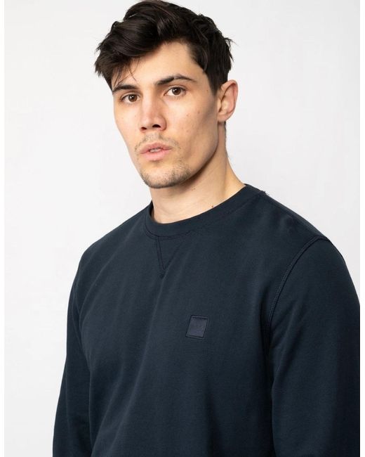 Boss Blue Boss Westart Crew Neck Sweatshirt With Logo Patch Nos for men