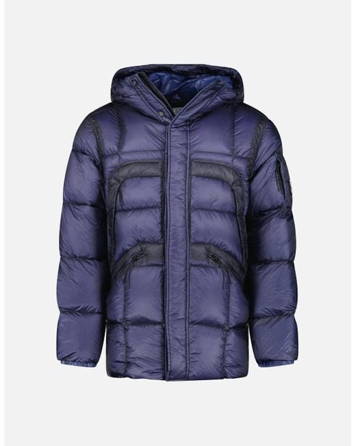 C P Company Blue Long D.D. Shell Lens Down Jacket Estate for men