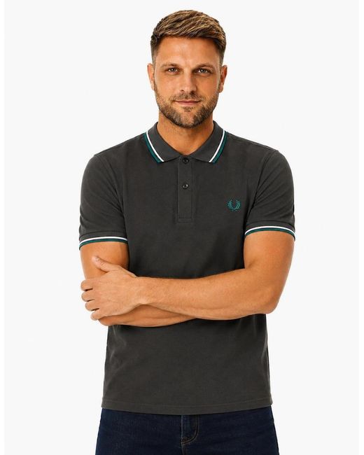 Fred Perry Black Twin Tipped Polo Shirt Anchor/Light Ice/Sport for men