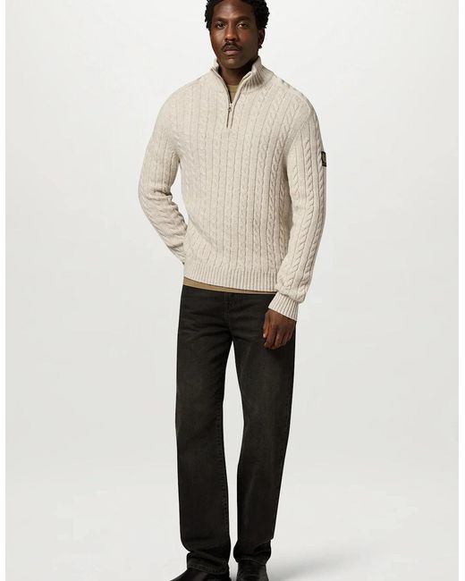 Belstaff White Westport Quarter Zip Sweater for men