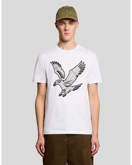 Lyle & Scott White Check Eagle Cotton T-Shirt for men