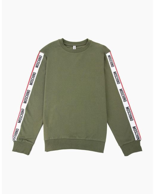Moschino Green Underwear Tape Logo Arm Sweatshirt Khaki 0430 for men