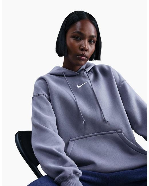 Nike Blue Sportswear Phoenix Fleece Over Oversized Pullover Hoodie