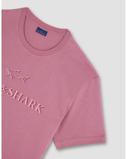 Paul & Shark Pink Cotton Jersey T-Shirt With Logo Embroidery for men