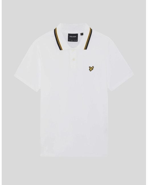Lyle & Scott White Tipped Track Polo Shirt for men