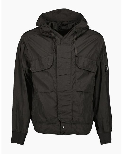 C P Company Black Chrome-R Hooded Lens Jacket for men