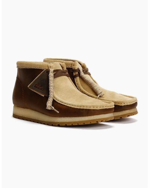 Clarks Natural Originals Wallabee Rb Combi Leather Beeswax Boots for men