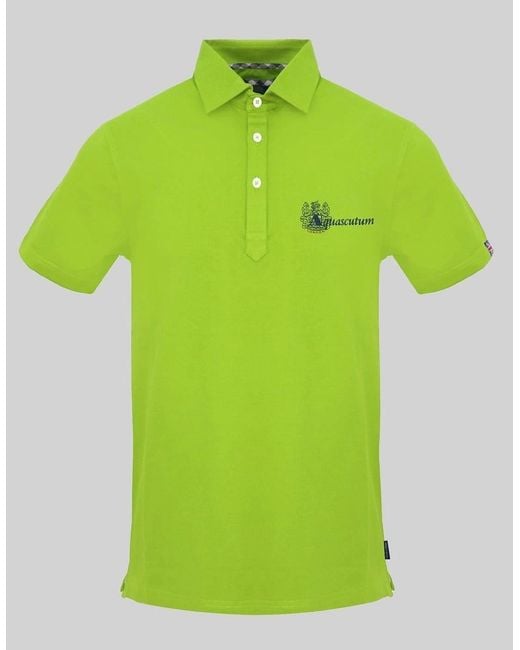 Aquascutum Green Collared Neck Short Sleeve Polo Shirt for men