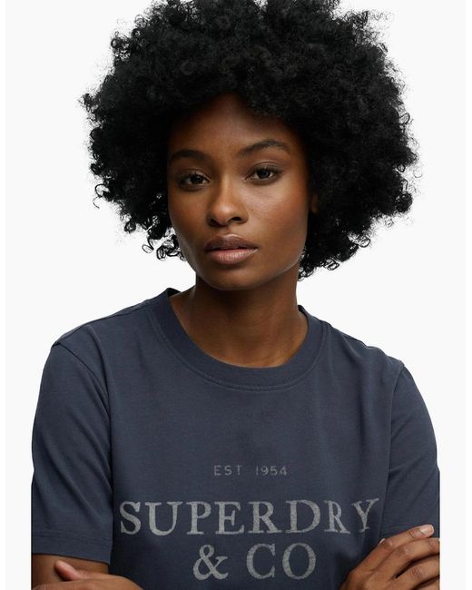 Superdry Blue Luxe Casual Relaxed Short Sleeve T-Shirt