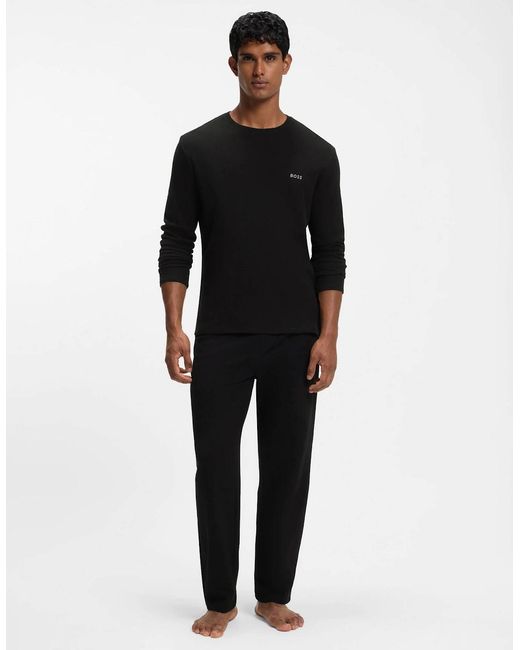 Boss Black Boss Waffle Ottoman Pyjama T-Shirt With Embroidered Logo for men