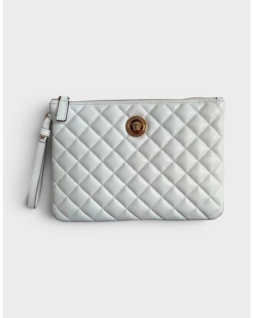 Versace Gray Logo Medusa Quilted Pouch Tone