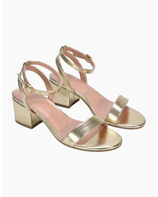 XY London Ladies Gemma Metallic Strappy Low Block Heel Sandals