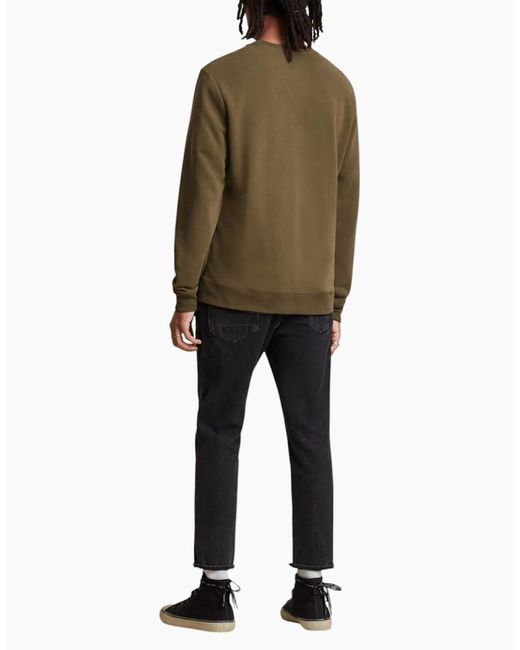 AllSaints Green All Saints Reven Sweatshirts Crew Neck Casual Cotton Pullover Winter Jumper for men