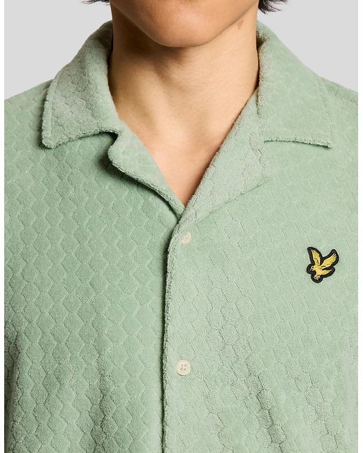 Lyle & Scott Green Honeycomb Effect Towelling Shirt for men
