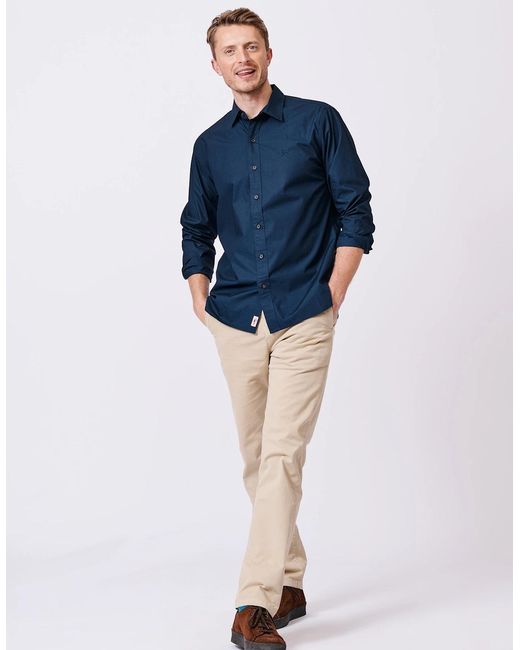 aubi Blue Chase Poplin Shirt for men