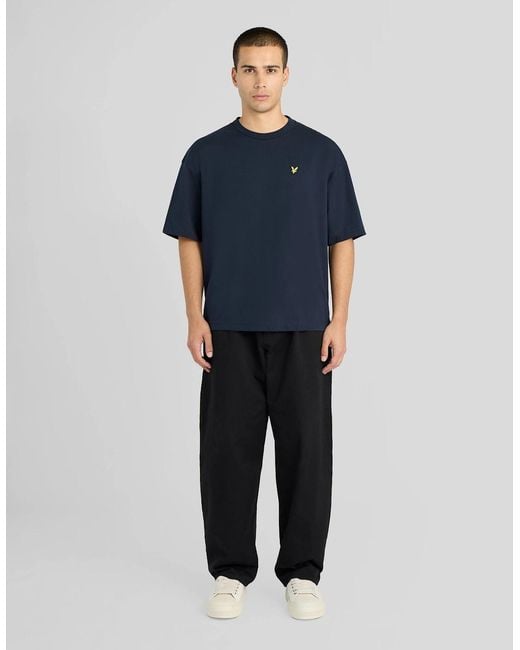 Lyle & Scott Blue Boxy Cotton T-Shirt for men
